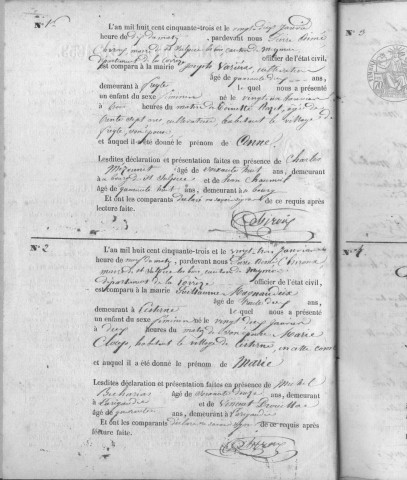 Naissances, mariages, décès (1853-1862)