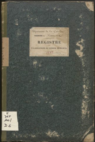 Délibérations du conseil municipal. 15 mai 1838-31 mai 1846