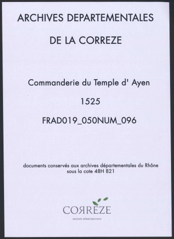 Liève des terriers de la commanderie d'Ayen