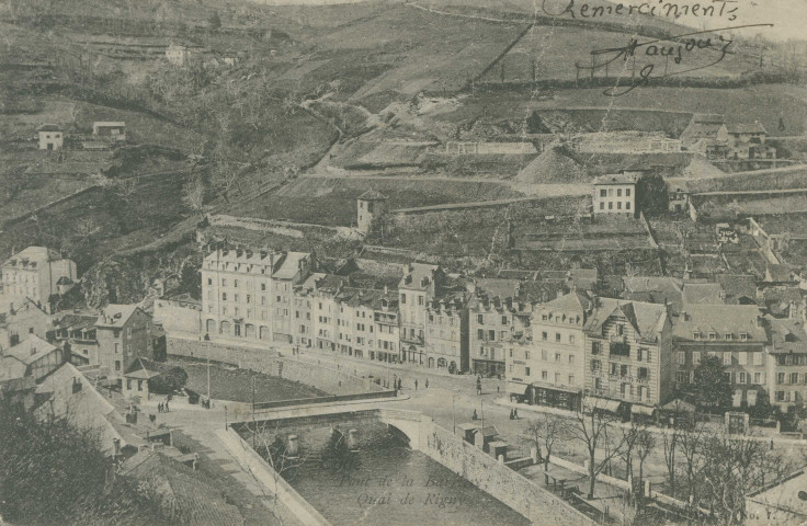 Tulle : "Tulle Pont de la Barrière, quai de Rigny - N.7.". Chantier de construction du collège Clemenceau.