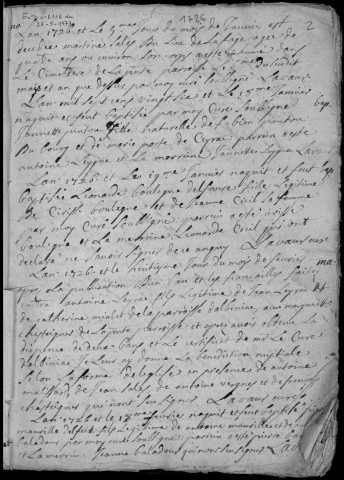 Baptêmes, mariages, sépultures (1726-1757)