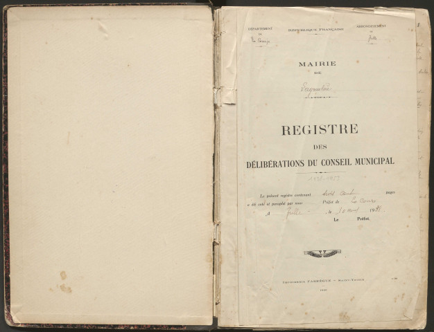 Délibérations du conseil municipal. 15 août 1938-22 mars 1953