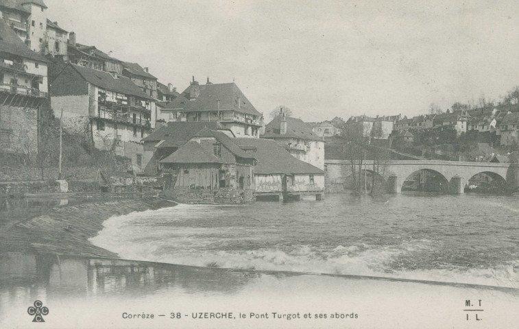 Uzerche : "Corrèze - 38 - Uzerche, le pont Turgot et ses abords".
