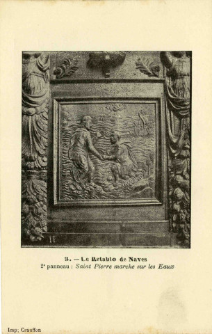 "3. - Le retable de Naves. 2e panneau : Saint Pierre marche sur les eaux".