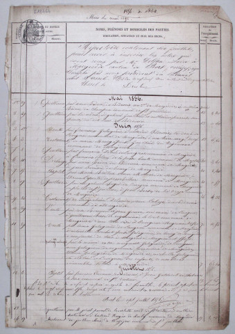 Répertoire chronologique : 29 mai 1856-8 novembre 1874