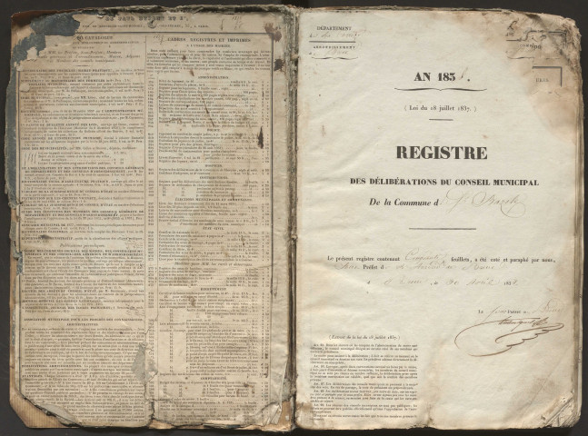 Délibérations du conseil municipal. 13 mai 1838-13 mars 1853