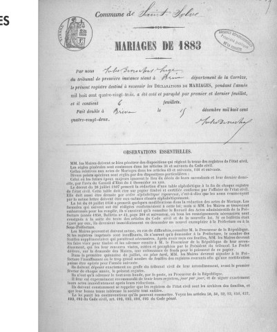 Mariages (1883-1902)