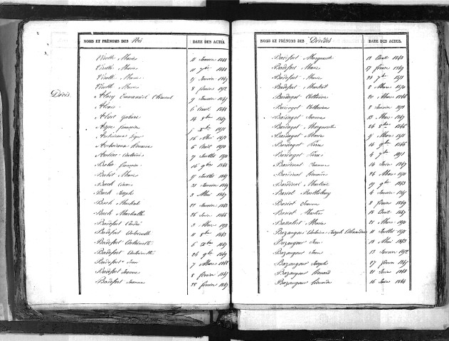 Tables décennales des décès (1843-1852)