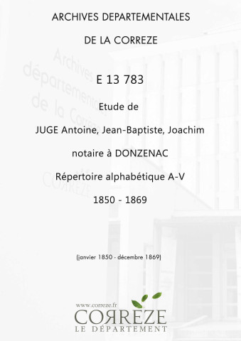 Répertoire alphabétique : A-V