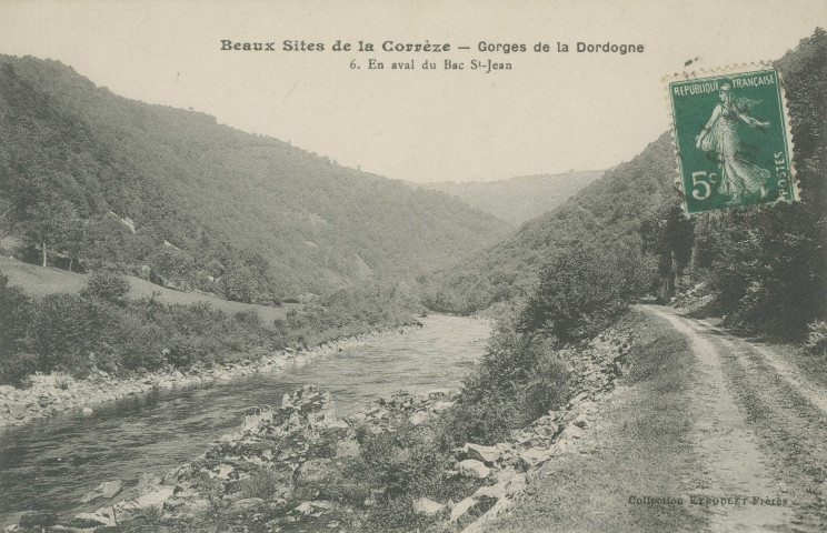 Bassignac-le-Haut : "Beaux sites de la Corrèze - Gorges de la Dordogne - 6. En aval du bac St-Jean".