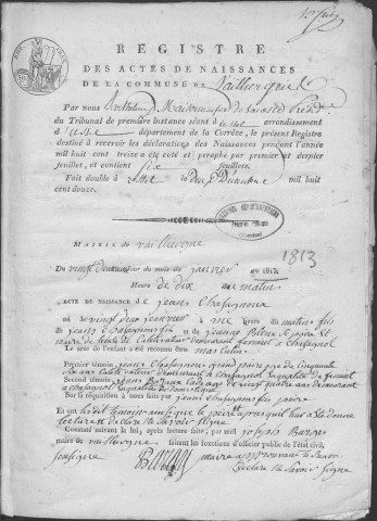 Naissances, mariages, décès (1813-1822)