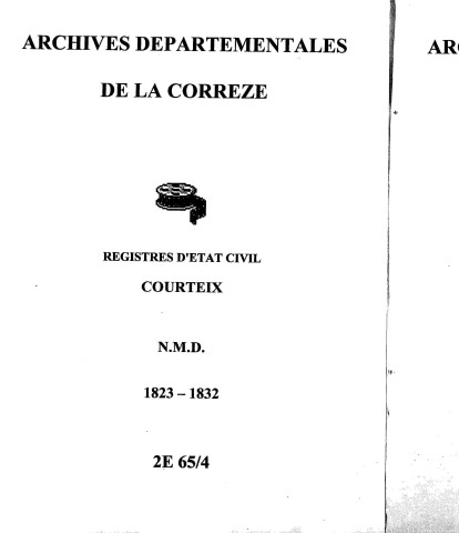 Naissances, mariages, décès (1823-1832)