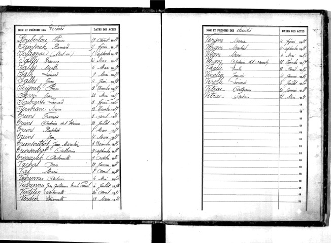 Tables décennales des décès (1883-1892)