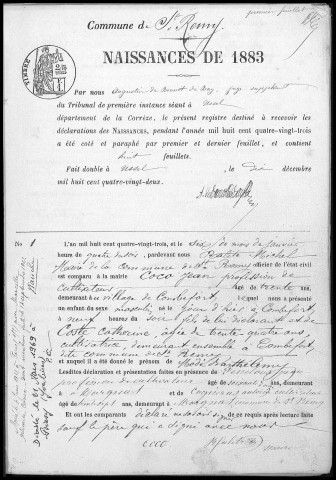Naissances, mariages, décès (1883-1892)