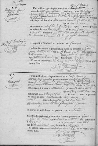Naissances, mariages, décès (1853-1862)