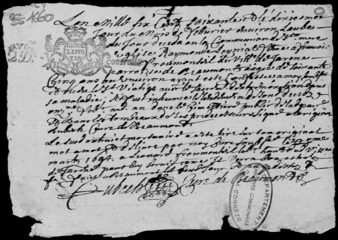 Baptêmes, mariages, sépultures (1660-1690)