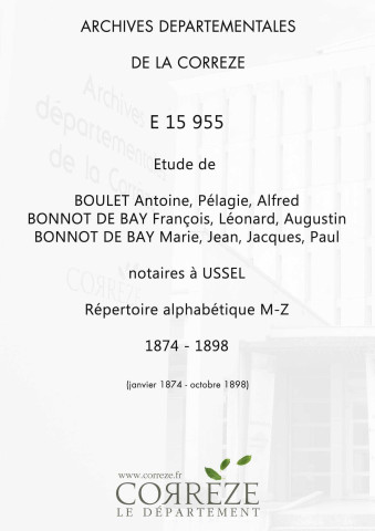 Répertoire alphabétique : M-Z