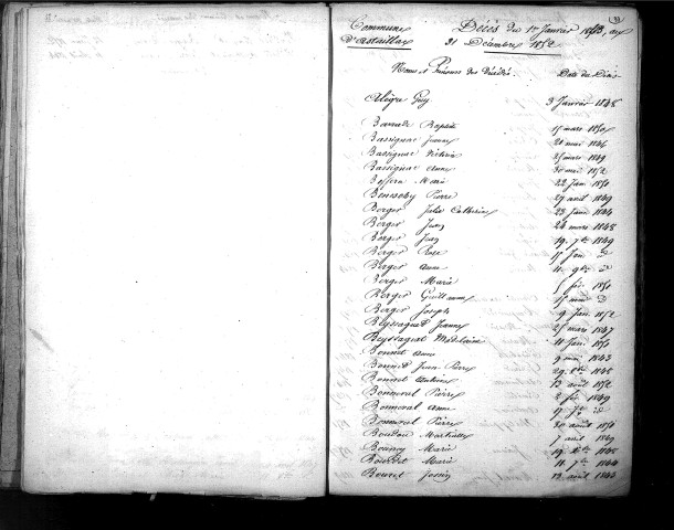 Tables décennales des décès (1843-1852)