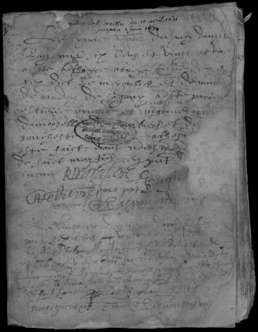 Baptêmes, mariages, sépultures (1621-1672)