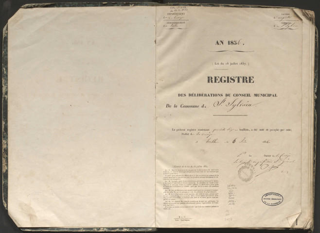 Délibérations du conseil municipal. 27 juillet 1856-21 janvier 1878