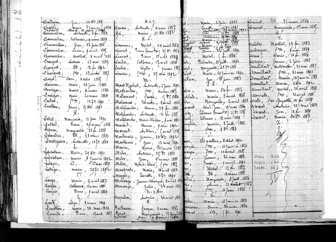 Tables décennales des mariages (1883-1892)