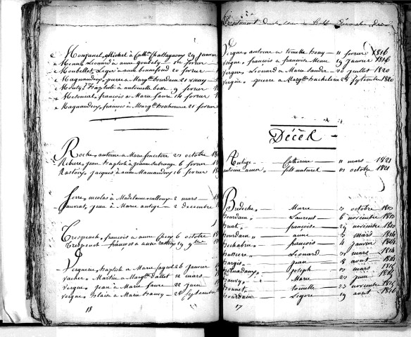 Tables décennales des décès (1813-1822)
