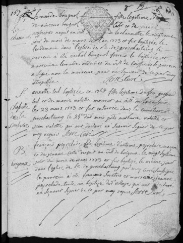 Baptêmes, mariages, sépultures (1773-1792)