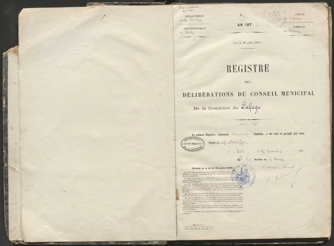 Délibérations du conseil municipal. 03 décembre 1873-14 juillet 1888