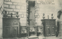 Aubazine : "Corrèze - 8 - Aubazine - Intérieur de l'église - Vieilles stalles du XIIe siècle