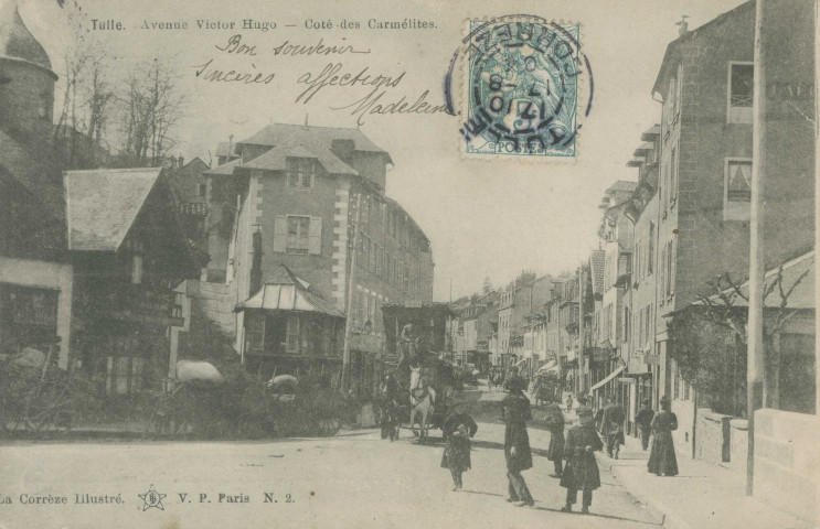 Tulle : "Tulle. Avenue Victor Hugo - Coté des Carmélites. la Corrèze illustré. N.2.". (sic)