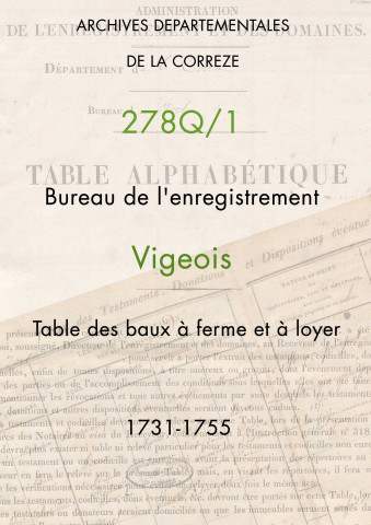 Table des baux à ferme et à loyer