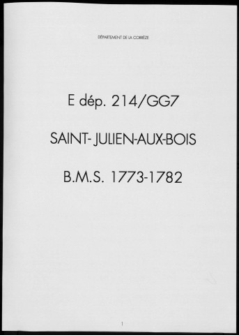 Baptêmes, mariages, sépultures (1773-1782)