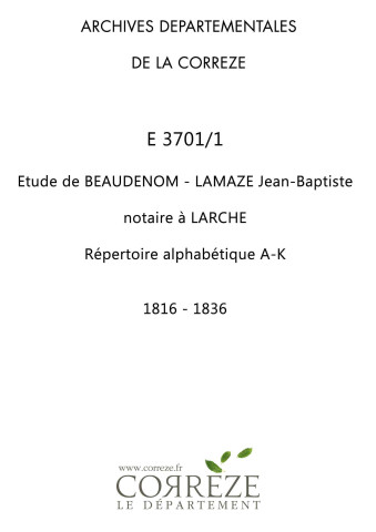 Répertoire alphabétique : A-J
