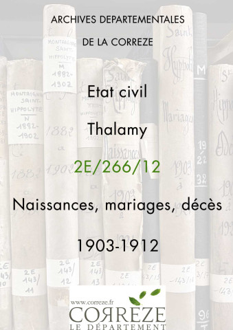 Naissances, mariages, décès (1903-1912).
