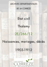 Naissances, mariages, décès (1903-1912).