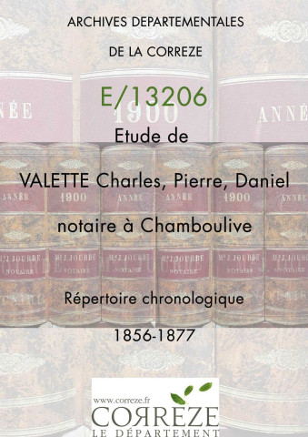 Répertoire chronologique : 29 juin 1856-19 août 1877