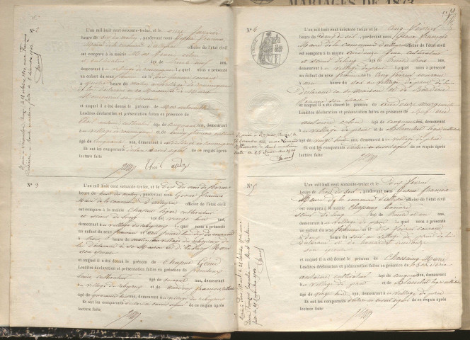 Naissances, mariages, décès (1873-1882)