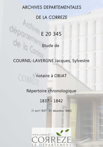 Répertoire chronologique : 1 avril 1837-31 décembre 1842.