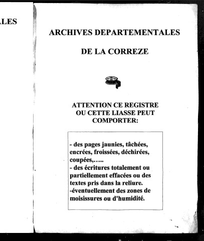 Naissances, mariages, décès (1833-1842)