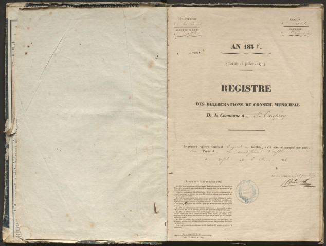 Délibérations du conseil municipal. 13 mai 1838-2 mai 1852