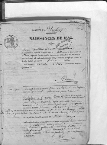 Naissances, mariages, décès (1843-1852)