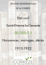 Naissances, mariages, décès (1913-1922).