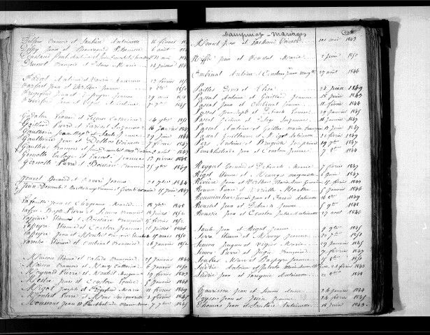 Tables décennales des mariages (1843-1852)