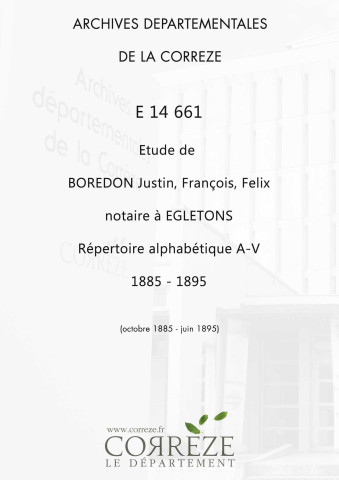 Répertoire alphabétique : A-V