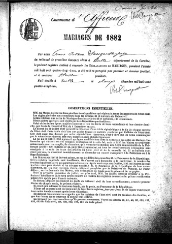 Mariages (1882-1902)