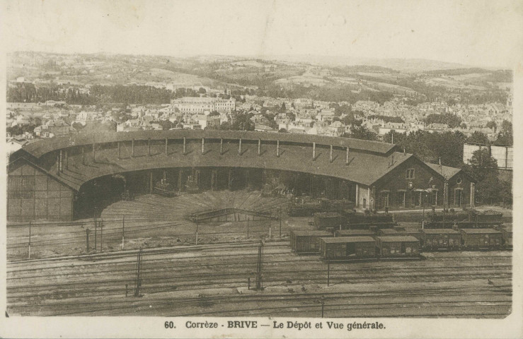 Brive-la-Gaillarde : "60. Corrèze - Brive - Le dépôt et vue générale.".