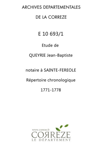 Répertoire chronologique (1771-1792); table des testaments (1771-1792)