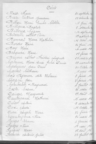 Tables décennales des décès (1923-1932)