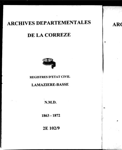 Naissances, mariages, décès (1863-1872)