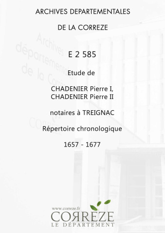 Répertoire chronologique : 1657-1677